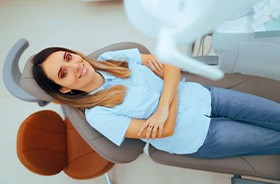 Smiling dental patient viewed from high angle