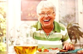 woman enjoying meal